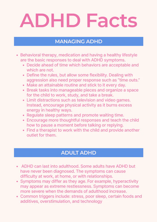 Kids ADHD Worksheet + Infographic