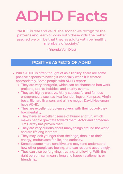 Kids ADHD Worksheet + Infographic